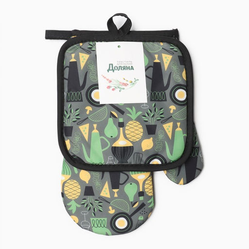 Кух. набор 2 пр. Доляна Кухня прих. 17*17 см, вареж. 26*16 см,100% п/э  фото 4