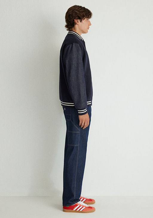 M Bask?l? Lacivert Bomber Ceket - Mavi фото 3