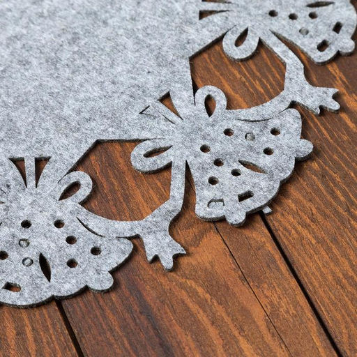 Салфетка новогодняя декоративная Доляна Колокольчики, цвет серый, d 30 см, фетр  фото 2