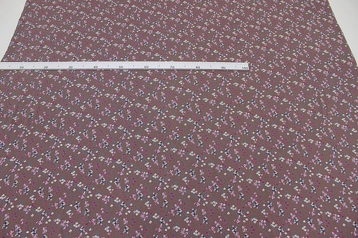 Штапель Премиум Цветочный ручеек цв.коричнево-лиловый, ш.1.44м, вискоза-100%, 120гр/м.кв - Купава фото 4