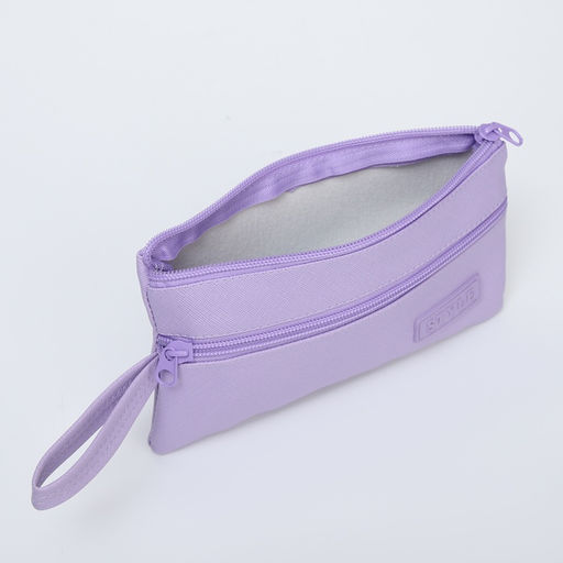 Косметичка-пенал на молнии, плоская, с карманом, сиреневая - Simaland фото 3
