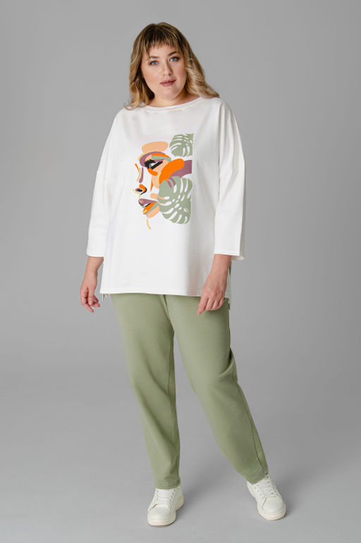 Арт. 2376 Костюм с брюками женский 52-60 (5 шт) Цвет:молочный, полынь