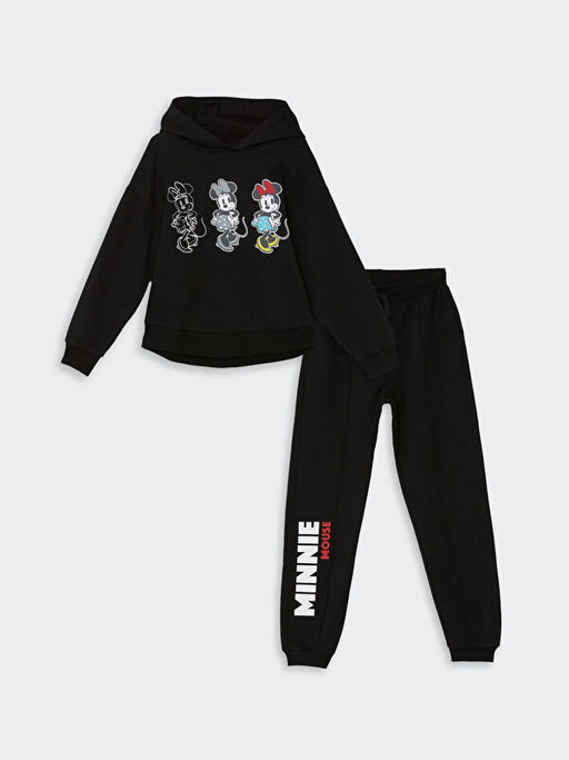 Minnie Mouse Bask?l? K?z ?ocuk Hoodie ve E?ofman Alt?