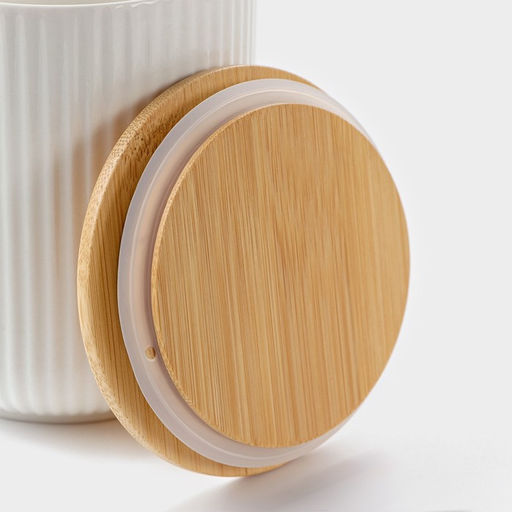 Банка для сыпучих BellaTenero, 600 мл, d=10 см, с бамбуковой крышкой, фарфор, белая