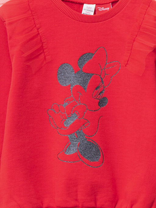 Bisiklet Yaka Uzun Kollu Minnie Mouse Bask?l? K?z Bebek Sweatshirt - Waikiki фото 3
