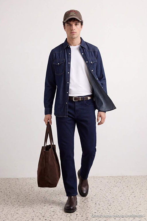 Gece Mavisi Normal Kal_p/Regular Fit Erkek Jeans TMNAW27JE00012 - Trendyolmilla фото 2