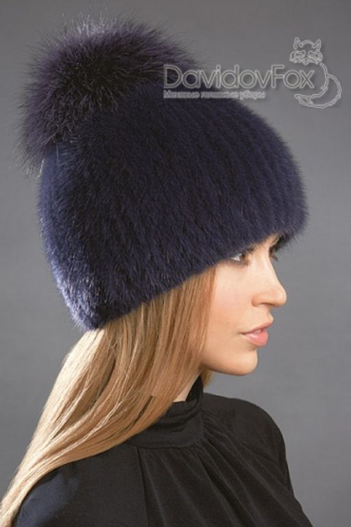 Шапка Лыжница норка тёмная слива