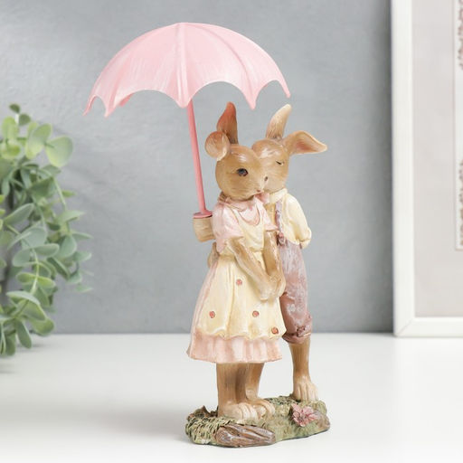 Фигурка полистоун Зайчики под зонтом: романтика, 19.5/16?5.5?9 см