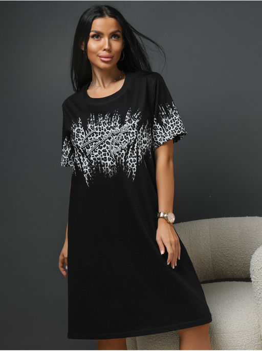 Платье домашнее "Саваж" Черный Серый