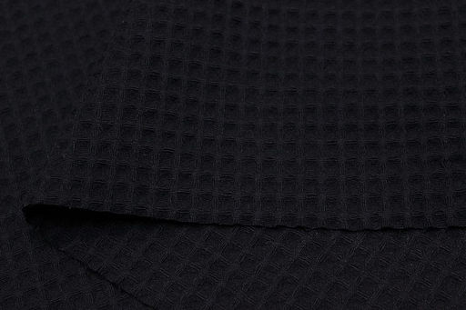 Вафельное премиум-полотно Italy цв.Черный, ш.1.5м, хлопок-100%, 250гр/м.кв - Купава фото 3