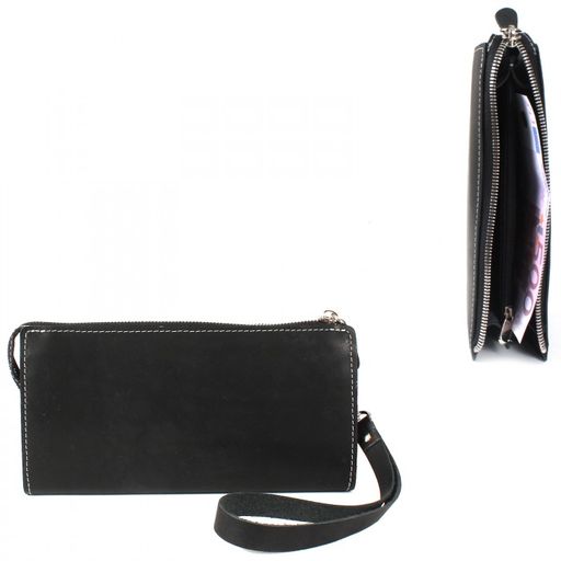 Портмоне мужское Croco-ПР-1050 натуральная кожа 3 отд, 10 карм, рем-петля, черный шора (1000) 205838