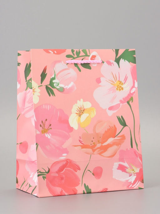 Цена за 2 шт. Пакет подарочный ламинированный «Цветочное счастье» 18×22.3×10 см