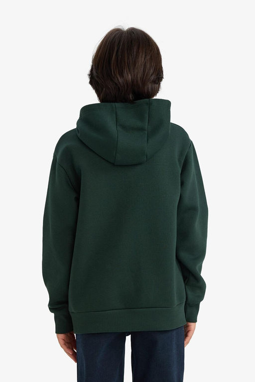Oversize Geni_ Kal_p Kap__onlu Bask_l_ __i Yumu_ak T_yl_ Sweatshirt Erkek _ocuk - Defacto фото 5
