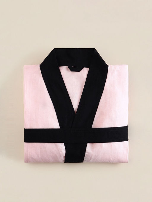 Халат женский длинный SL HOME Rose, размер 44-52, лён 100%, розовый