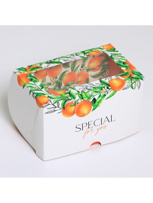 Цена за 5 шт. Кондитерская упаковка коробка двухсторонняя «Апельсины», 16 х 10 х 10 см