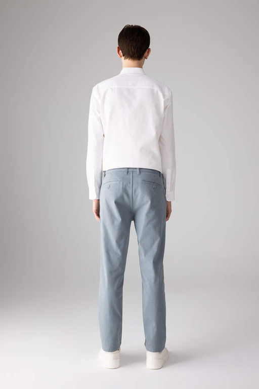 Брюки-чиносы прямого кроя из габардина с карманом на молнии и парусиновой тканью стандартного кроя - Defacto фото 6