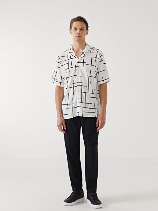 Regular Fit K?sa Kollu Desenli Erkek G?mlek