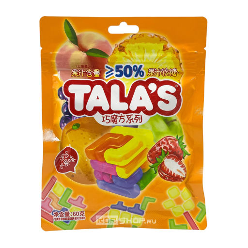 Жевательный мармелад с фруктовым соком Микс фруктов Magic Cube Talas, Китай, 60 г Акция