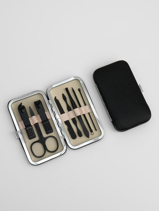 Набор маникюрный Black, 8 предметов, в футляре, чёрный