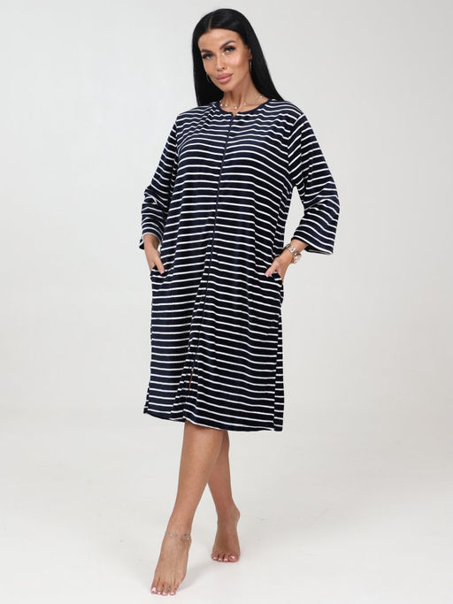 254 ХАЛАТ ЖЕНСКИЙ (Полоса тёмно-синяя) - А-дина фото 2
