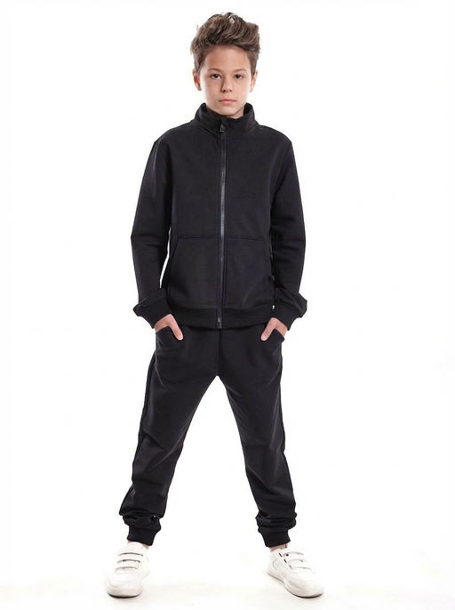 Комплект спортивный плотный из футера 22-7375 черный - Mini maxi фото 2