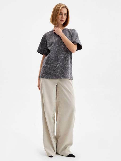 Футболка женская со стразами MIST, серая  фото 2