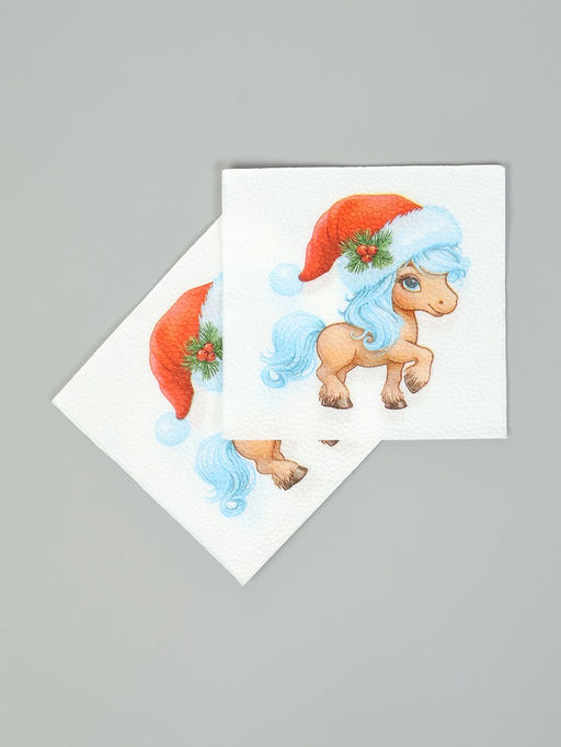 Цена за 6 шт. Салфетки бумажные однослойные Символ года, 24?24, 40 шт.