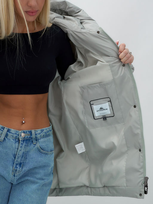 Куртка летучая мышь женская с капюшоном зимняя зеленого цвета 9617Z - Mtforce фото 14