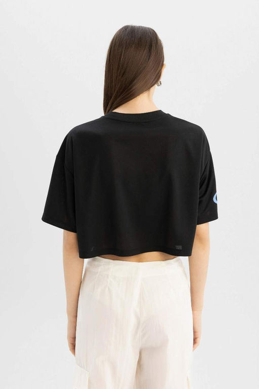 Крутая футболка оверсайз с V-образным вырезом и короткими рукавами с принтом - Defacto фото 7