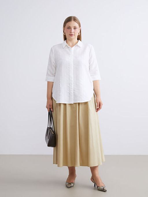 Standart Fit Poplin Pileli Etek