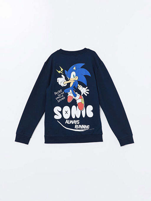 Bisiklet Yaka Sonic Bask?l? Uzun Kollu Erkek ?ocuk Sweatshirt - Waikiki фото 3