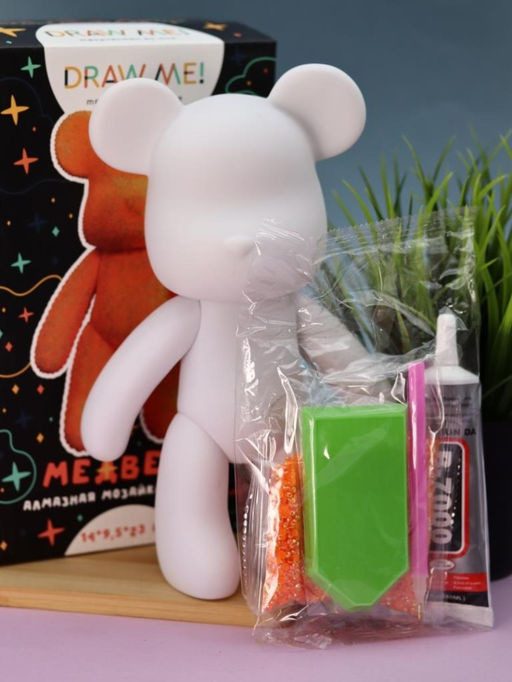 Алмазная мозаика на фигурке Draw Me! Orange bear, (14*9.5*23 см)