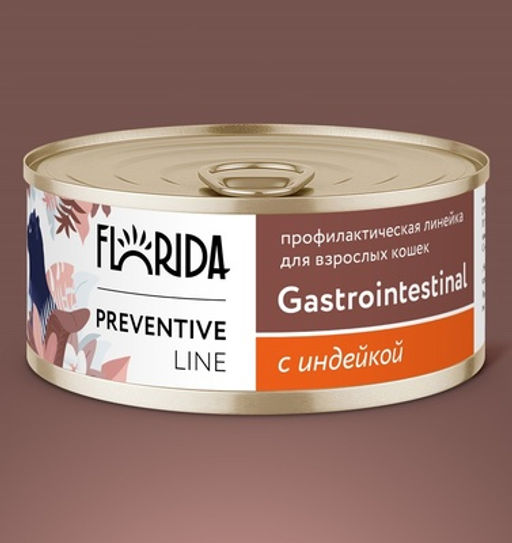 Gastrointestinal Консервы для кошек при расстройствах пищеварения, с индейкой 11вн42 - Florida фото 2