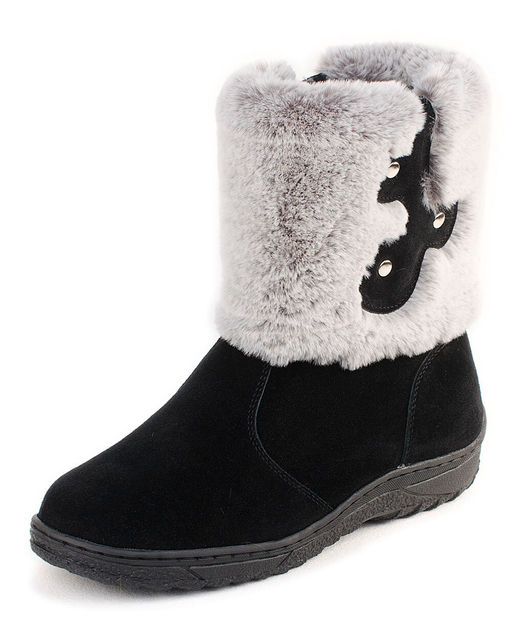 Унты женские на литой подошве. Черные., Замша. "Шиншилла". Короткие. Молния.