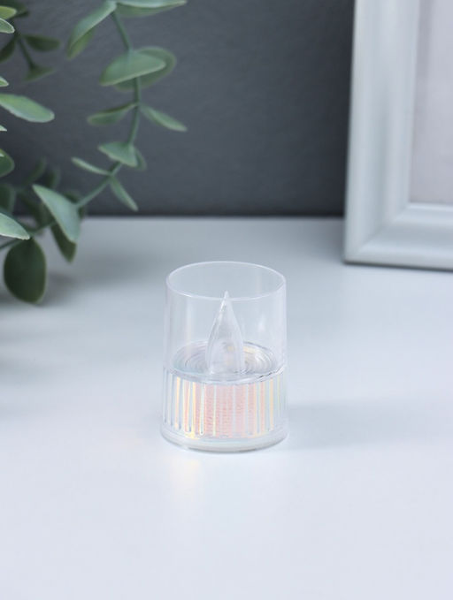 Цена за 4 шт. Светодиодная свеча LED - ночник RISALUX «Полосы», 3×LR1130, прозрачный, перламутр, 3.7×3.7×4.5 см