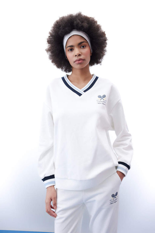 DeFactoFit Толстовка Oversize с принтом и V-образным вырезом  фото 3