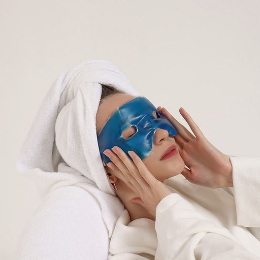 Маска для лица гидрогелевая, охлаждающая/согревающая, 23×10×0.5 см, синяя