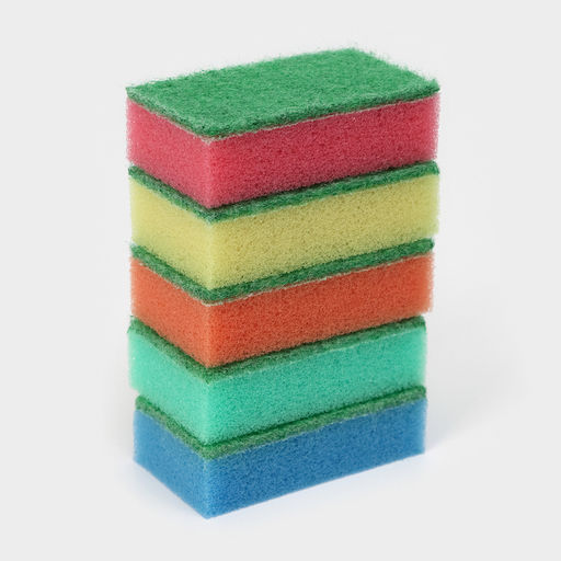 Цена за 8 шт. Губка бытовая с чистящим слоем Доляна Эконом, 7,54,52,5 см, 5 шт  фото 9
