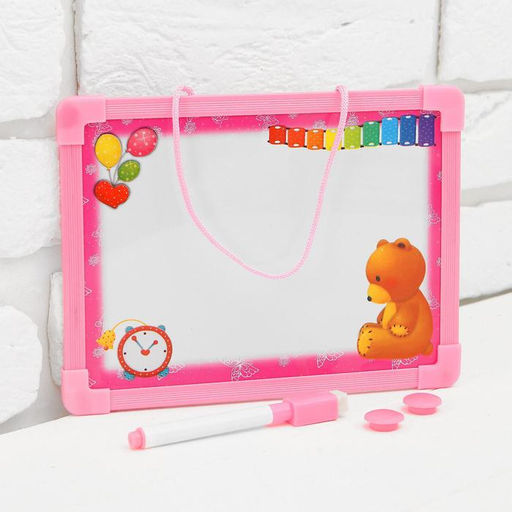 Доска для рисования магнитная с маркером-стиралкой и 2 магнитами, МИКС