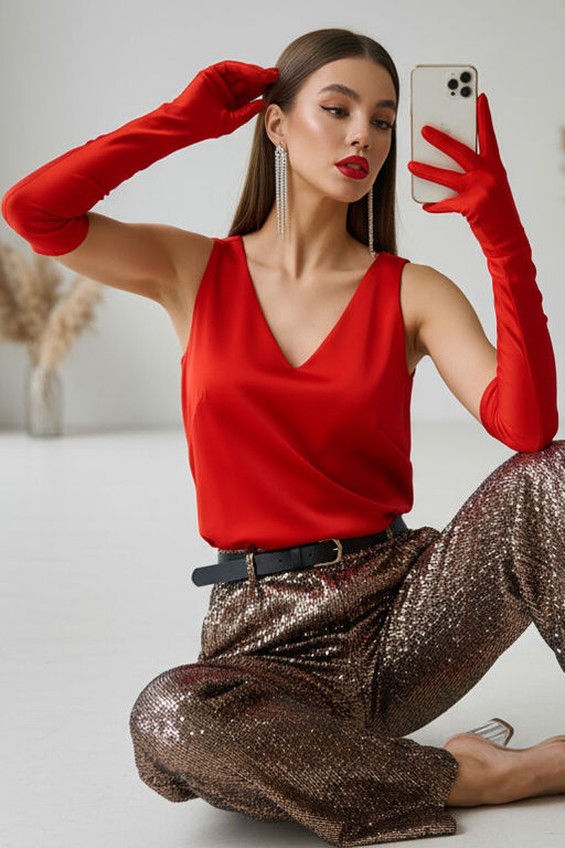 Топ атласный свободного силуэта красный