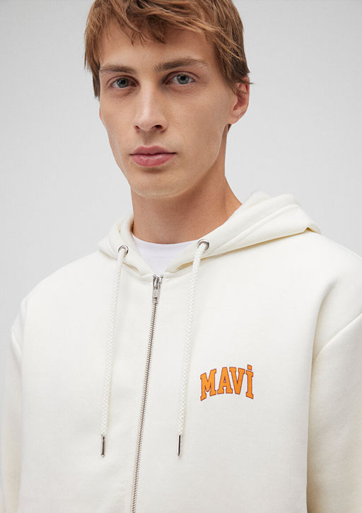 Mavi Logo Bask?l? Kap??onlu Bej Sweatshirt  фото 5
