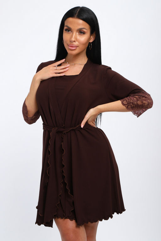 Халат женский из вискозы Адель Нуар шоколад - Амадэль фото 17