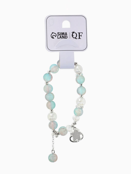 Браслет с подвесками "Сахарный" звезда, шар №10/8, цвет розово-голубой матовый в серебре