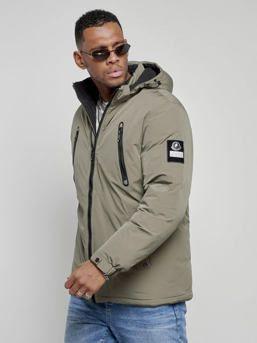 Куртка спортивная мужская зимняя с капюшоном серого цвета 8360Sr - Wonderrman фото 8