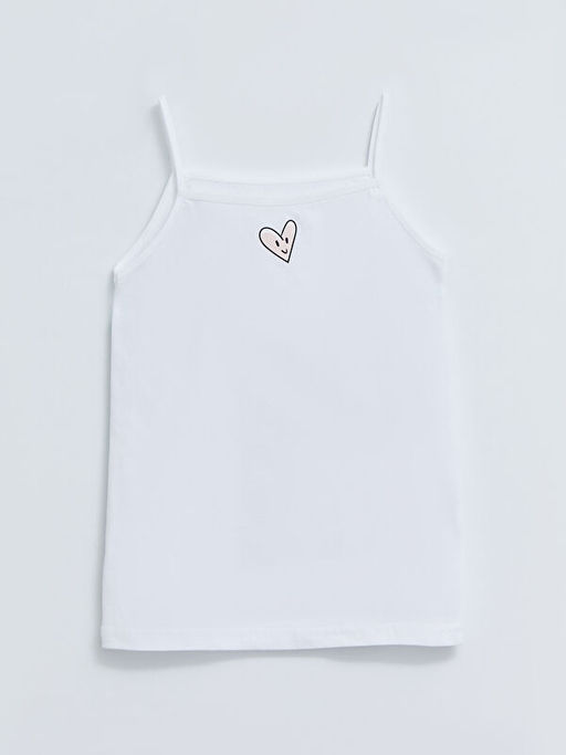 Kare Yaka Bask?l? Ask?l? Pamuklu K?z ?ocuk Atlet 2li - Waikiki фото 2