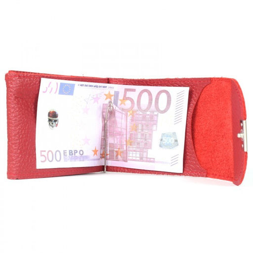 Зажим для купюр Croco-зк-300 (карм на мелочи, 2 кнопки) натуральная кожа красный флотер (113) 206854 фото 3