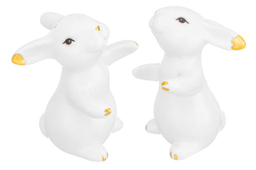 Набор д/специй 2 пр. 5,5*5,5*8 см "Кролики обнимашки" белый с золотом