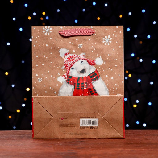 Пакет подарочный Снеговик 26 х 32 х 12 см - Simaland фото 2