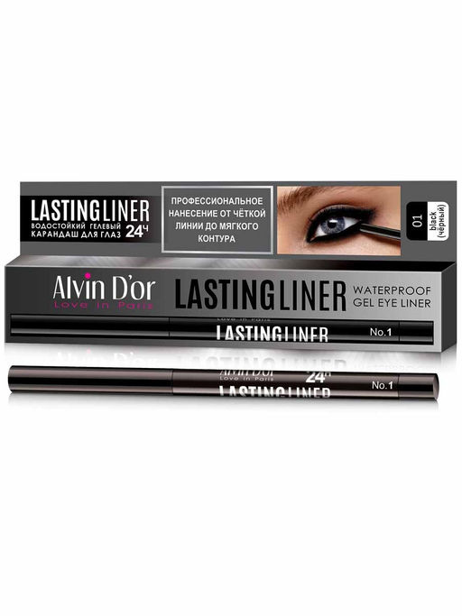 Alvin Dor P-14 Карандаш для глаз тон 01 чёрный ,гелевый водостойкий LASTINGLINER в коробке 0,29г