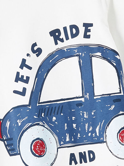 Bisiklet Yaka Bask?l? Erkek Bebek Pijama Tak?m? 2li